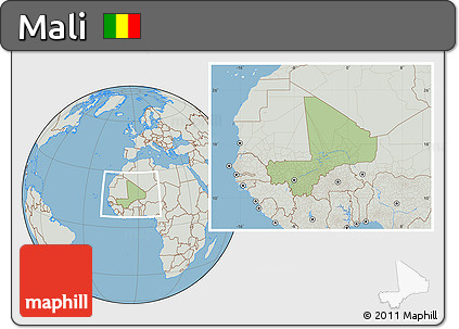 Savanna Style Location Map of Mali, lighten, semi-desaturated, land only