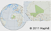 Savanna Style Location Map of Mali, lighten, semi-desaturated