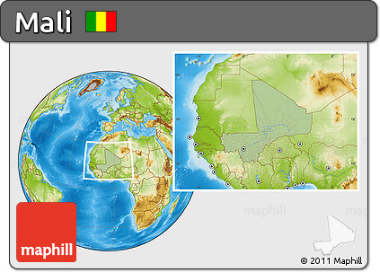 Savanna Style Location Map of Mali, physical outside