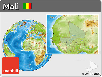 Savanna Style Location Map of Mali, physical outside