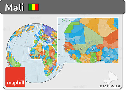 Savanna Style Location Map of Mali, political outside