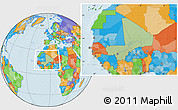 Savanna Style Location Map of Mali, political outside