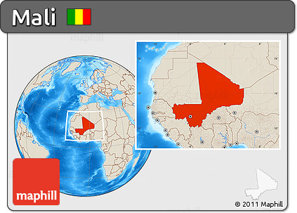 Shaded Relief Location Map of Mali