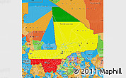 Flag Map of Mali, political outside, flag aligned to the middle