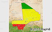 Flag Map of Mali, satellite outside, flag aligned to the middle