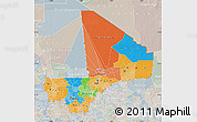 Political Map of Mali, lighten, semi-desaturated