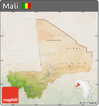 Satellite Map of Mali, lighten