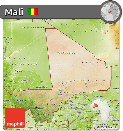 Satellite Map of Mali, physical outside