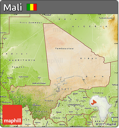 Satellite Map of Mali, physical outside