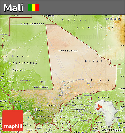 Satellite Map of Mali, physical outside