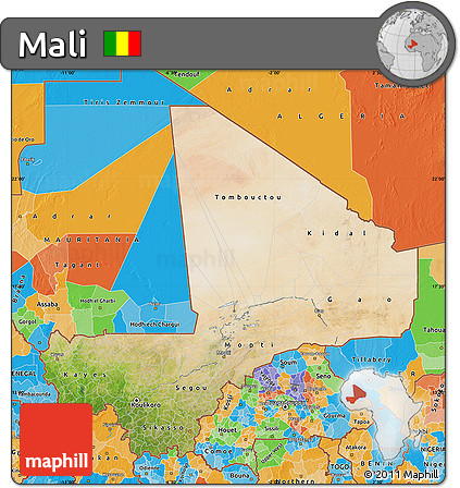Satellite Map of Mali, political outside