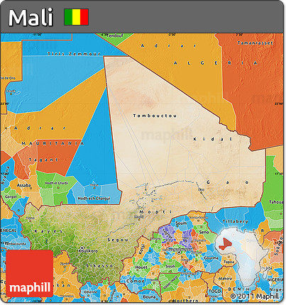 Satellite Map of Mali, political outside