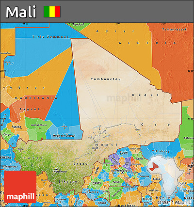 Satellite Map of Mali, political outside