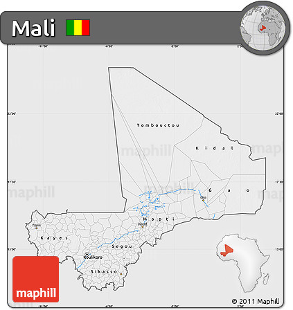 Silver Style Map of Mali, single color outside