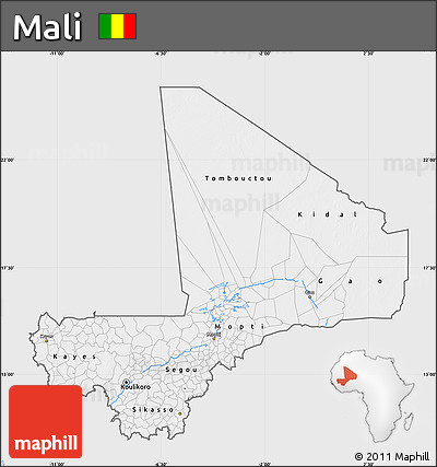 Silver Style Map of Mali, single color outside