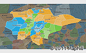 Political 3D Map of Mopti, darken, semi-desaturated