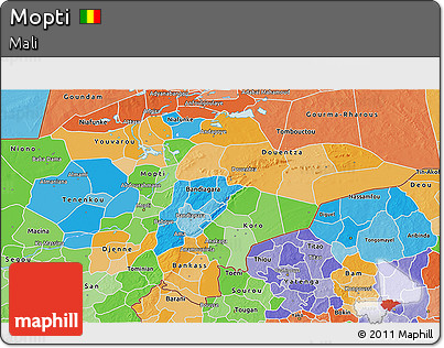Political 3D Map of Mopti, political shades outside