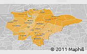 Political Shades 3D Map of Mopti, lighten, desaturated