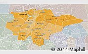 Political Shades 3D Map of Mopti, lighten, semi-desaturated