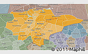 Political Shades 3D Map of Mopti, semi-desaturated
