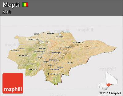 Satellite 3D Map of Mopti, cropped outside