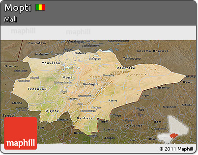 Satellite 3D Map of Mopti, darken