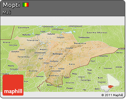 Satellite 3D Map of Mopti, physical outside