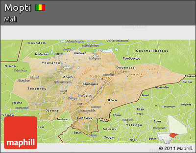 Satellite 3D Map of Mopti, physical outside