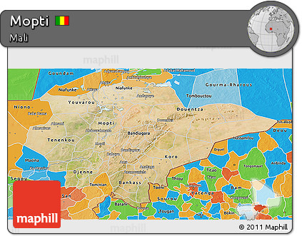 Satellite 3D Map of Mopti, political outside