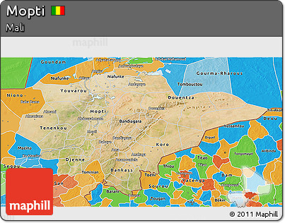 Satellite 3D Map of Mopti, political outside