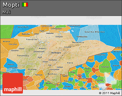 Satellite 3D Map of Mopti, political outside