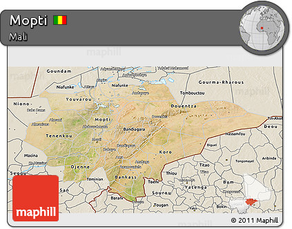 Satellite 3D Map of Mopti, shaded relief outside