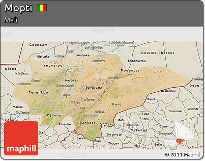 Satellite 3D Map of Mopti, shaded relief outside