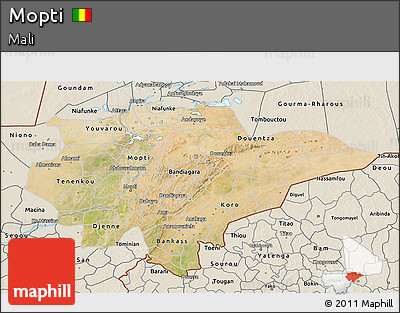 Satellite 3D Map of Mopti, shaded relief outside