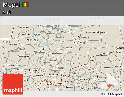 Shaded Relief 3D Map of Mopti