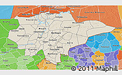 Shaded Relief 3D Map of Mopti, political shades outside