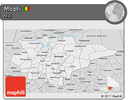 Silver Style 3D Map of Mopti