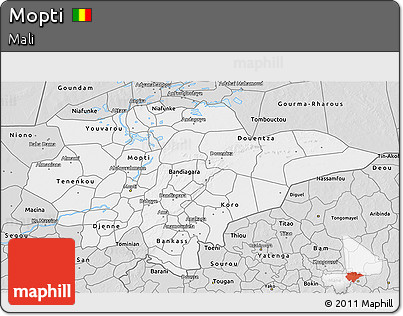 Silver Style 3D Map of Mopti