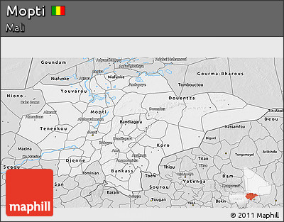 Silver Style 3D Map of Mopti