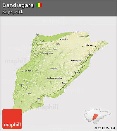 Physical 3D Map of Bandiagara, cropped outside