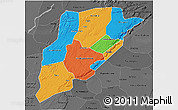 Political 3D Map of Bandiagara, darken, desaturated