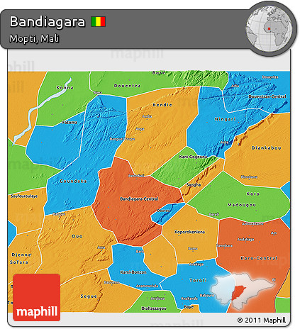 Political 3D Map of Bandiagara