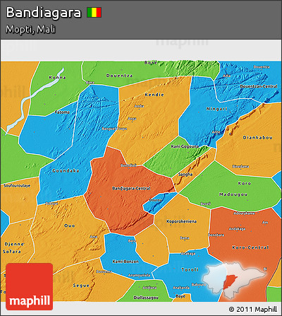 Political 3D Map of Bandiagara
