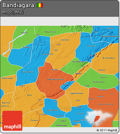 Political 3D Map of Bandiagara
