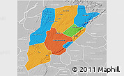 Political 3D Map of Bandiagara, lighten, desaturated