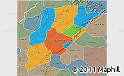 Political 3D Map of Bandiagara, semi-desaturated