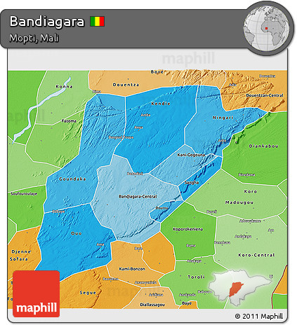 Political Shades 3D Map of Bandiagara