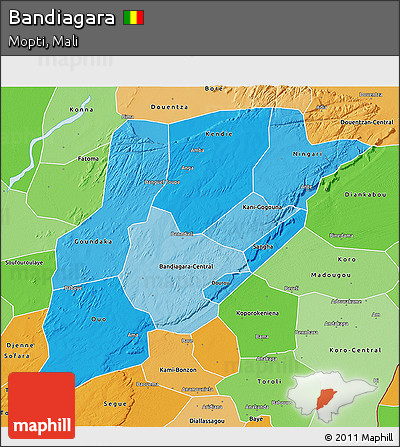 Political Shades 3D Map of Bandiagara
