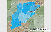 Political Shades 3D Map of Bandiagara, semi-desaturated