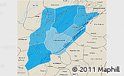 Political Shades 3D Map of Bandiagara, shaded relief outside